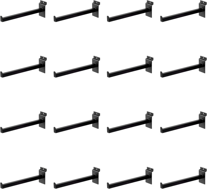 16 Pack Heavy Duty Tube Slatwall Shelf Brackets, Metal Tubular Slat Wall Brackets with Lip, Slatwall Accessories for Garage, Retail, and Home Storage