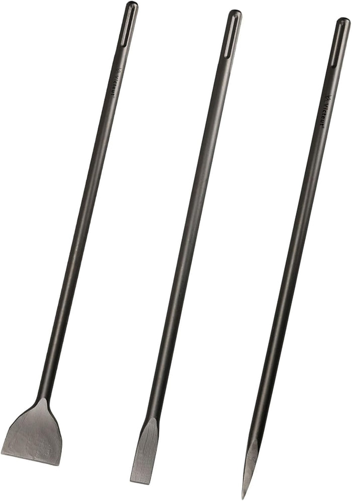 24 Inch SDS Max 3pc Set - 1 Inch Flat Chisel, Point Chisel and 3 Inch Scaling Chisels - Masonry Concrete Drill Bit Set 40Cr Steel SDS Max Bits Rotary Hammer Drill for Brick Stone Concrete