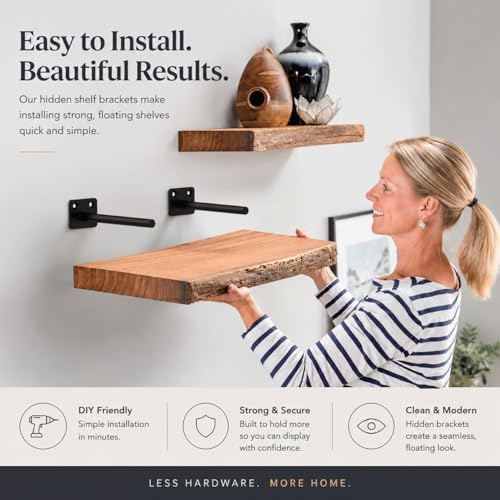 Floating Shelf Brackets, 12 inch Hidden Shelf Brackets Heavy Duty Blind Shelf...