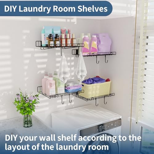 4 Pack Garage Wall Shelf, Wall Mounted Storage Shelves, Heavy Duty Metal Shel...