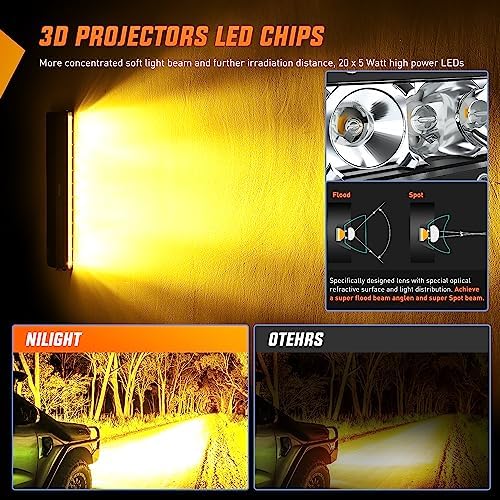 Nilight Led Light Bar Amber 21 Inch 100W Super Slim Spot Flood Combo Driving ...