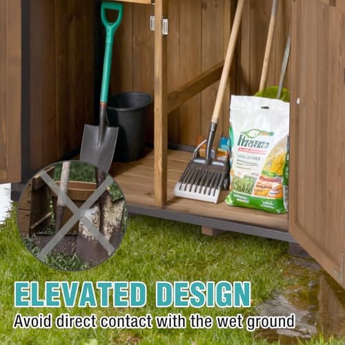 Outdoor Storage Cabinet,Garden Shed with Metal Frame Adjustable Shelves