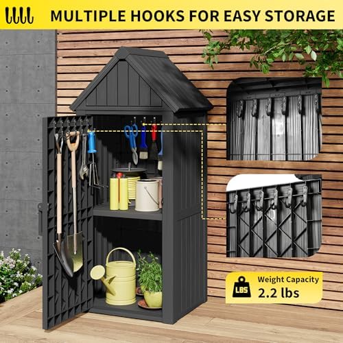 Fancyango Outdoor Resin Storage Cabinet Sturdy All-Weather Shed with Removabl...