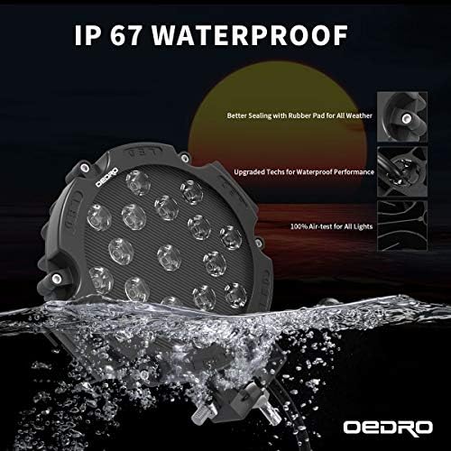 OEDRO 7 Inch LED Light Pods, 51W Round Spot Light Pod 5100LM 2Pcs
