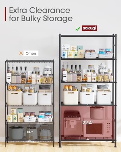 Sakugi Storage Shelves - 5 Tier Shelf Organizer, Heavy Duty Garage Shelving U...
