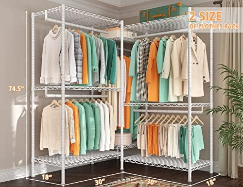 Raybee Clothes Rack, L Shaped Portable Closets for Hanging Clothes, 900LBS