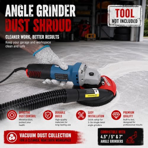 Dust Shroud for Angle Grinder with Diamond Grinding Cup Wheel, 4.5–5 Inch &am...