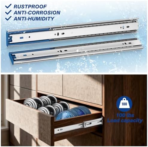 5 Pairs Soft Close Drawer Slides 22 Inch Heavy Duty Cabinet Runners
