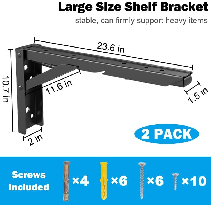 RedCall 24inch Floating Shelf Bracket,Garage Heavy Duty Folding Shelf Bracket...