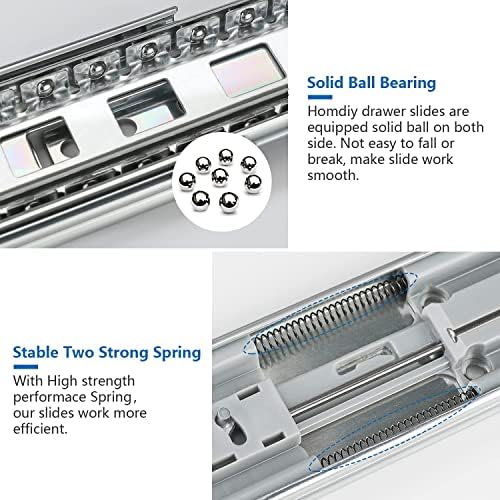 homdiy 10 Pair Soft Close Drawer Slides 22 Inch,Heavy Duty Side Mount Rails