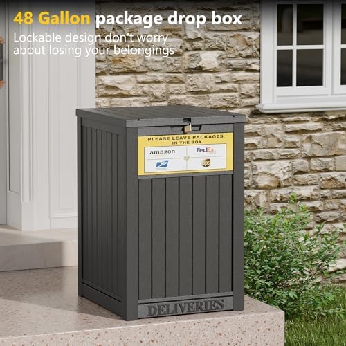 LHBGO Package Delivery Box for Outside, with Delivery Sign 48 Gallon Storage ...