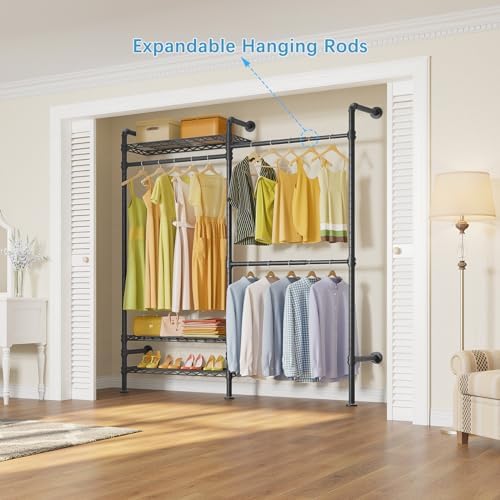 Timate F2 Industrial Pipe Clothes Rack Wall Mounted Clothing Rack for Hanging...