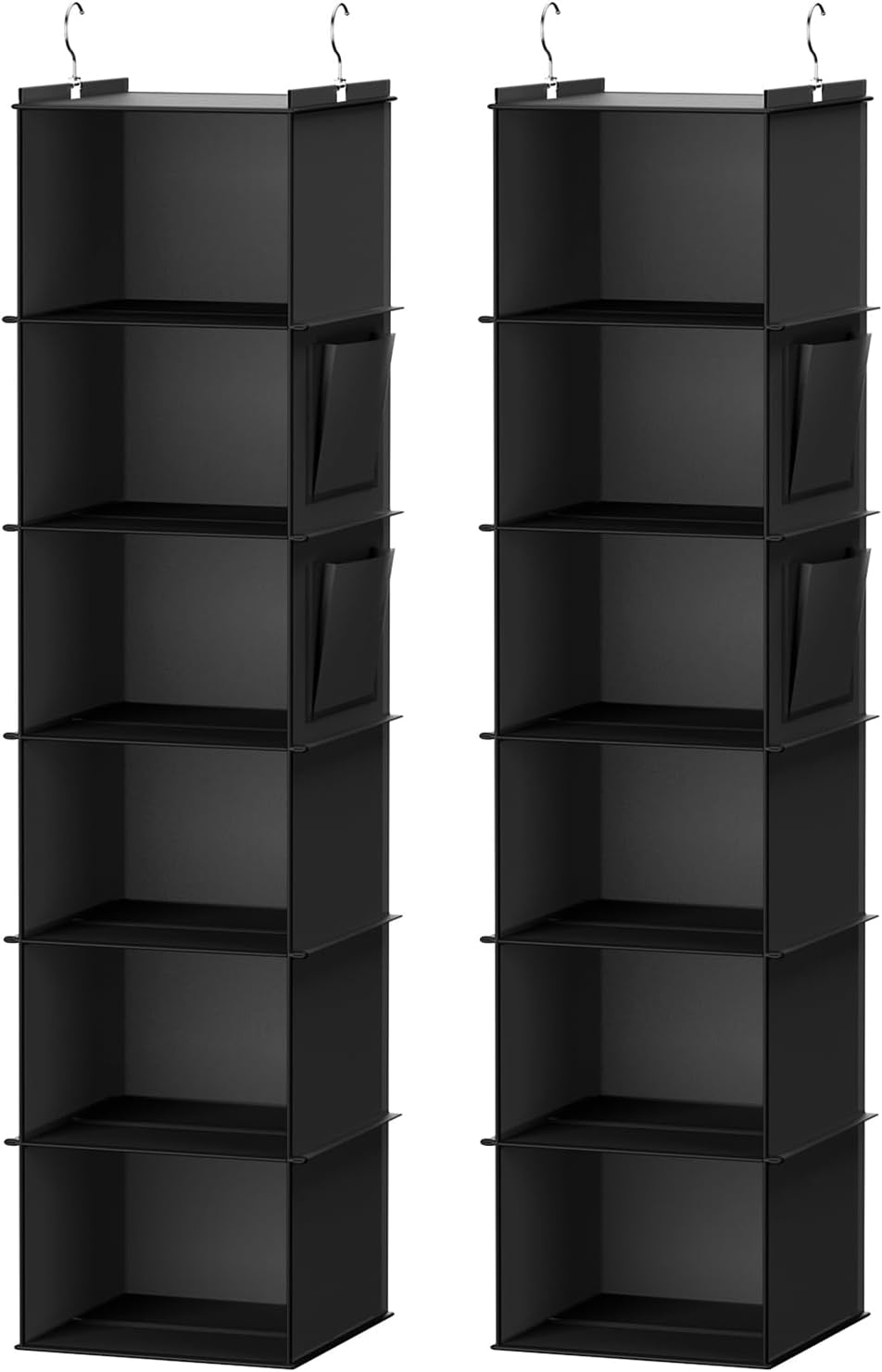 YOUDENOVA Hanging Closet Organizer and Storage, 6-Shelf, 2 Packs, Black