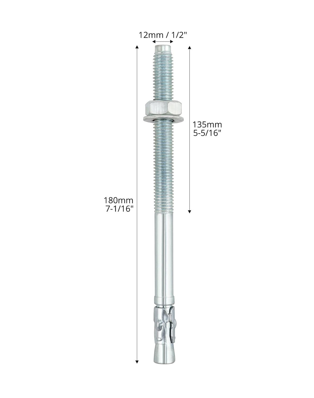 QWORK Concrete Wedge Anchors 1/2" x 7", 25 Pcs Solid Concrete Expan...