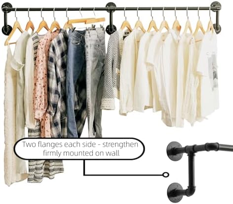 Wall Clothes Rack, Industrial Pipe Clothing Rack, Hanging Clothes Rod
