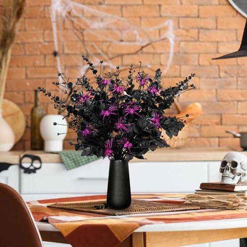 Giegxin 15 Pcs Halloween Floral Picks Artificial Flowers Stems Decorations
