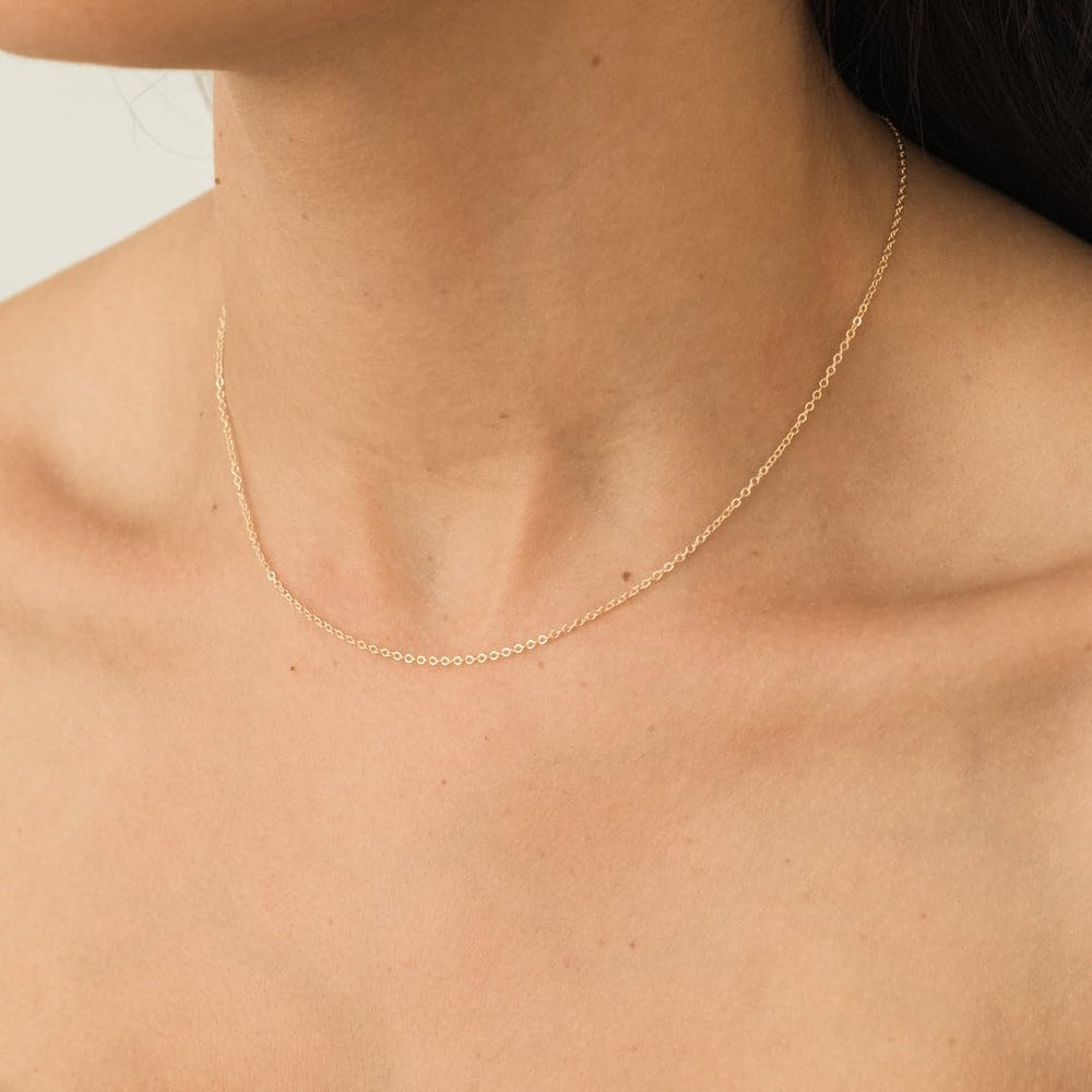 1.5mm 14K Gold Cable Chain Necklace for Women Men, 16-22 Inches