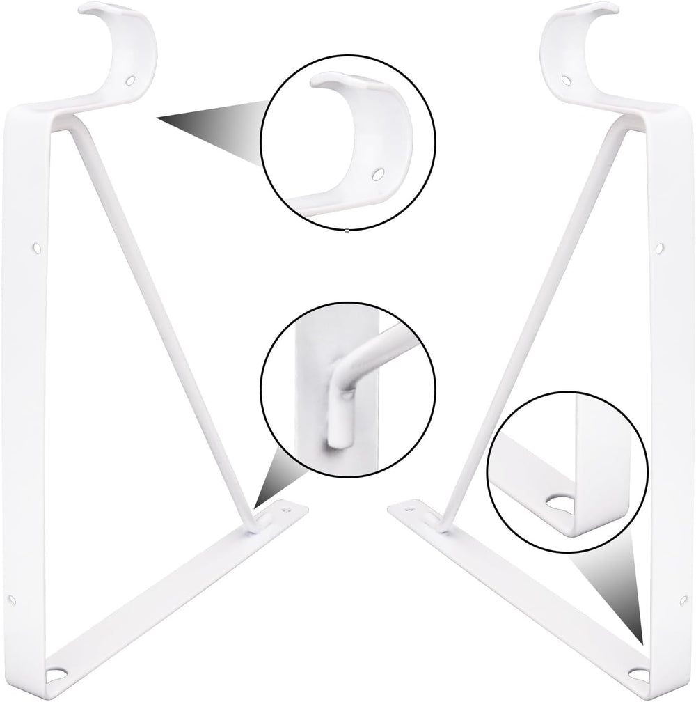 6 Pack White Closet Rod Brackets Holder with Screws - Closet Shelves Wall Mou...