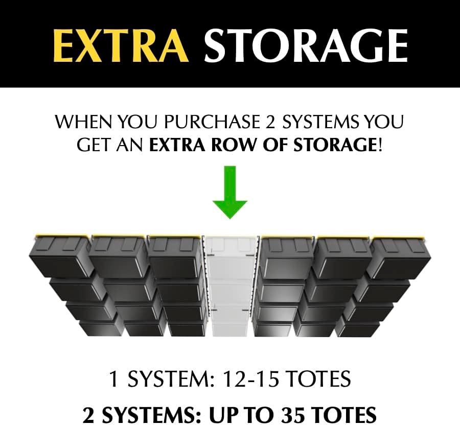 E-Z Garage Storage Tote Slide PRO – Made in USA Ceiling Tote Rack, 15 Totes