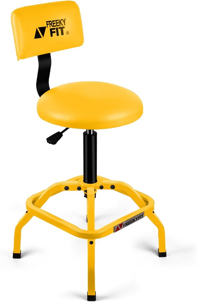 Shop Stool with Backrest, Mechanic Garage Stool