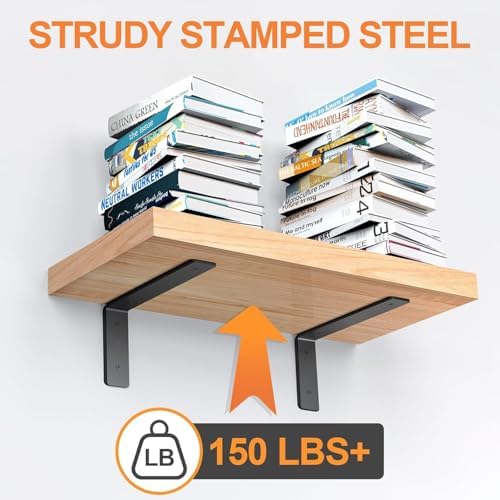 Heavy Duty Shelf Brackets 10 Inch, 6 Pack Floating Shelf Brackets, L Wall She...
