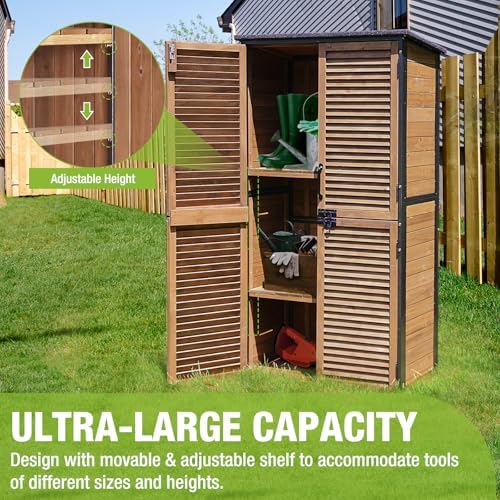 Outdoor Storage Shed Garden Cabinet with Strong Iron Frame Large Garden Shed ...