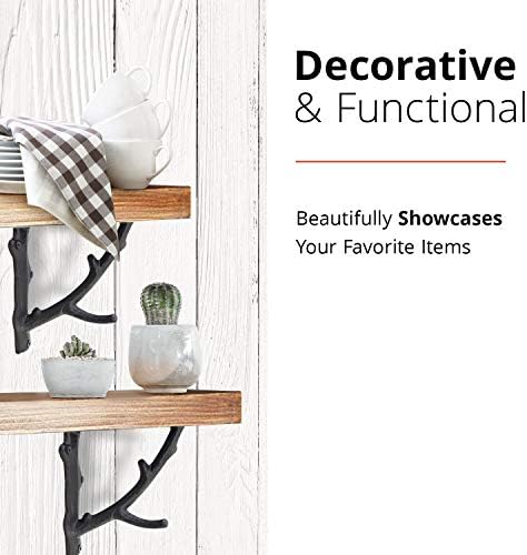 NACH Decorative Shelf Brackets, 4 Pack of 5.5 x 1.8 x 5.5 inch, Black Cast Ir...