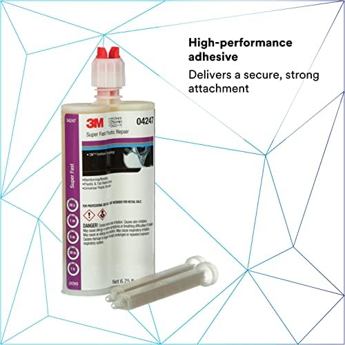 3M Super Fast Plastic Repair Adhesive, 04248, Black, 200 mL Cartridge
