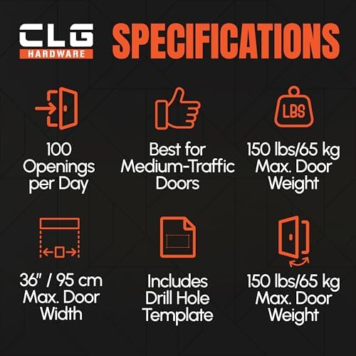 CLG HARDWARE Medium Duty Automatic Door Closer - Durable Cast Aluminum
