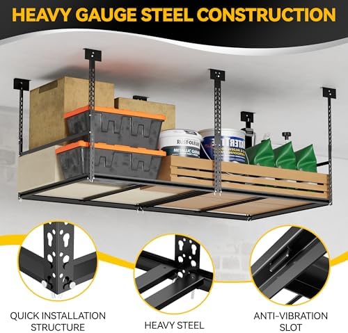 3x6 Ft Overhead Garage Storage Rack, 28-41 inch Height Adjustable Ceiling Mou...