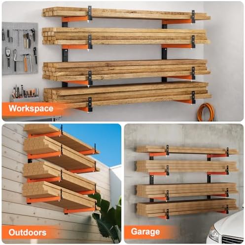 32" Lumber Storage Rack, Upgrade Folding Lumber Rack Wall Mount, Heavy D...
