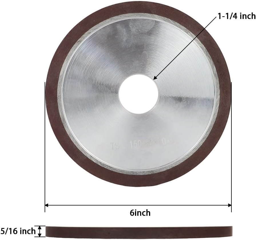 6 Inch 150 Grit Flat Resin Bonded Diamond Grinding Wheel for Carbide Metal,Co...
