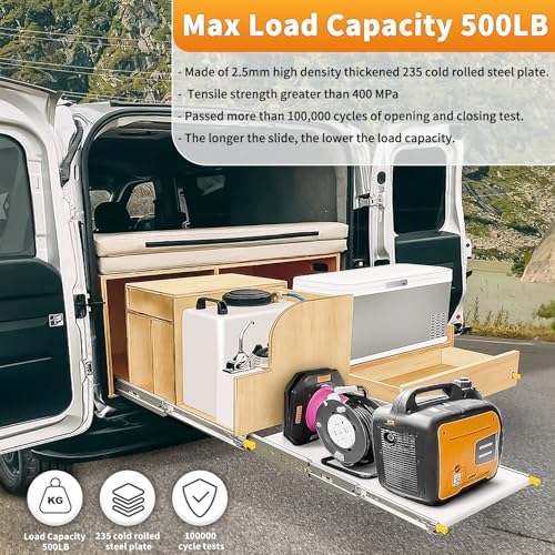 1 Pair Heavy Duty Drawer Slides with Lock 18 20 22 24 26 28 30 32 34 36 38 40 44 48 52 56 60 Inch 500 lb Load Capacity Side Mount Full Extension Ball Bearing Rail, 20 inch