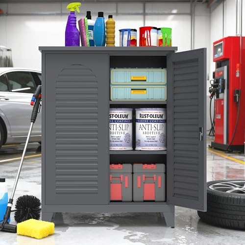 RYH 47.2” Tall Metal Outdoor Storage Cabinet(47.2" H × 35.4" W ×17....