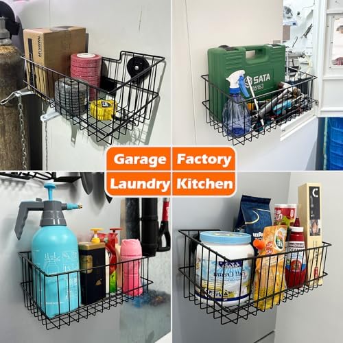 MUTUACTOR Heavy Duty Magnetic Basket,2PCS Solid Metal Magnet Storage Shelves ...