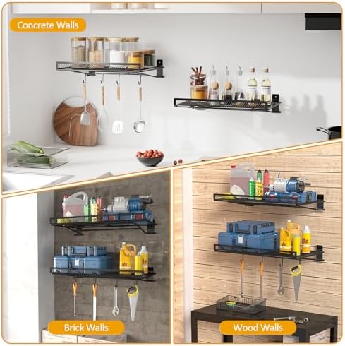 BABKAS 2 Pack Garage Wall Shelving,16.5" x 12.2" Garage Shelving Wa...