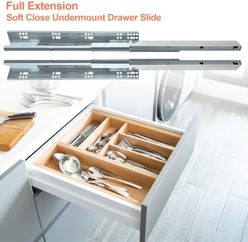 4 Pair 21 Inch Undermount Soft Close Drawer Slides Full Extension Concealed B...