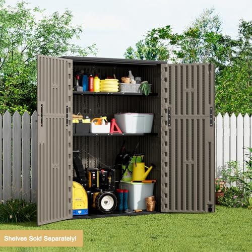 KINYING Outdoor Vertical Storage Shed,57 Cu.ft Outdoor Storage Cabinet Waterp...