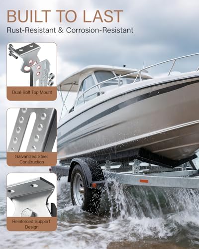Boat Trailer Bunk Brackets 4 Pack Galvanized Bunks Bracket Kit with U-Bolts, ...
