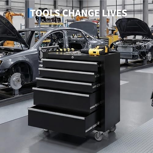 Garvee Rolling Tool Chest, 5 Drawers Tool Storage Cabinet, Toolbox with Wheel...