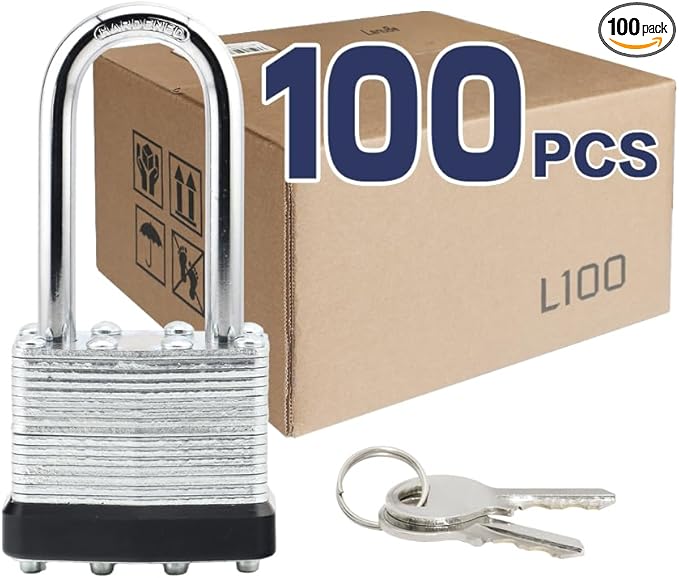 LanuBe Lock Laminated keyed Padlock, keyed Alike Locks, Long Shackle, Marked ...