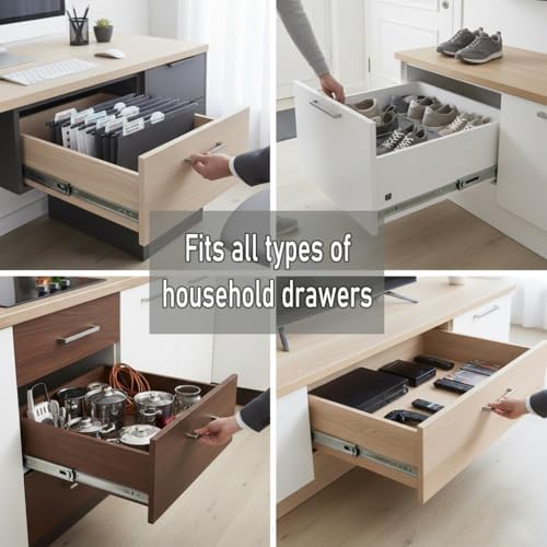 Soft Close 22" Drawer Slides, Full Extension Side Mount, 10 Pairs