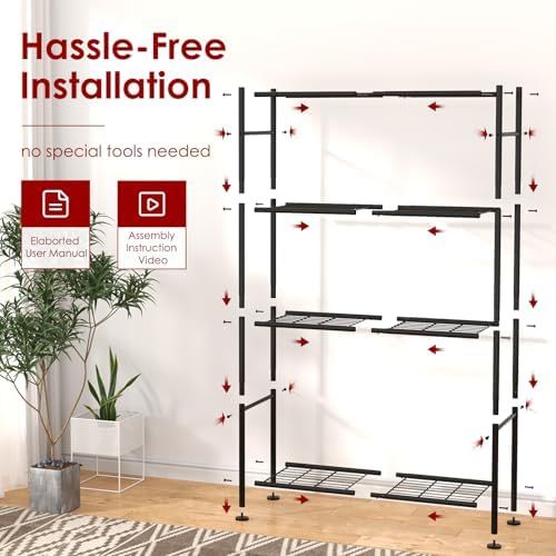 Sakugi Storage Shelves - 4 Tier Shelf Organizer, Heavy Duty Garage Shelving U...