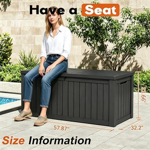 Outdoor Storage Box, Resin Deck Boxes Indoor and outdoor, Waterproof Storage ...