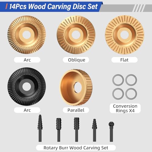 BURMONG 14PCS Wood Carving Disc Set for Angle Grinder, 4" & 4.5&quot...