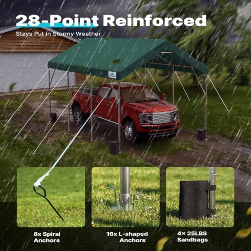 ADVANCE OUTDOOR 12x20 ft Heavy Duty Carport Potable Car Canopy Garage Party T...