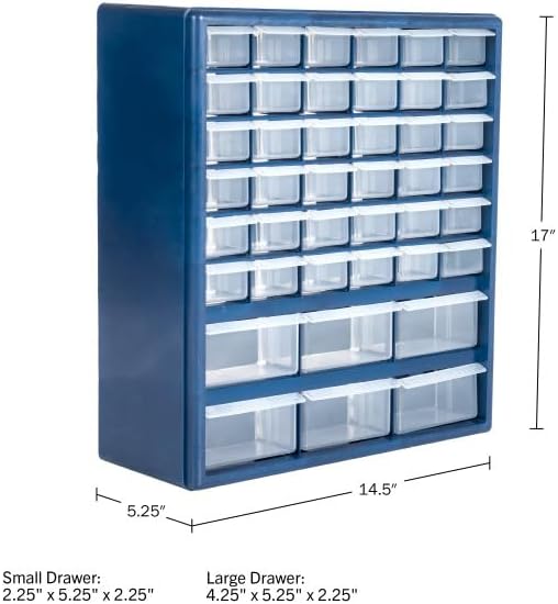 Plastic Storage Drawers – 42 Compartment Organizer – Desktop or Wall Mount Co...