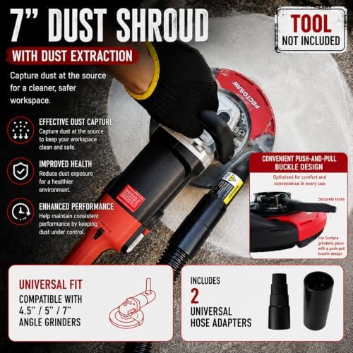 Dust Shroud for Angle Grinder with Diamond Grinding Cup Wheel, 4.5–5 Inch &am...