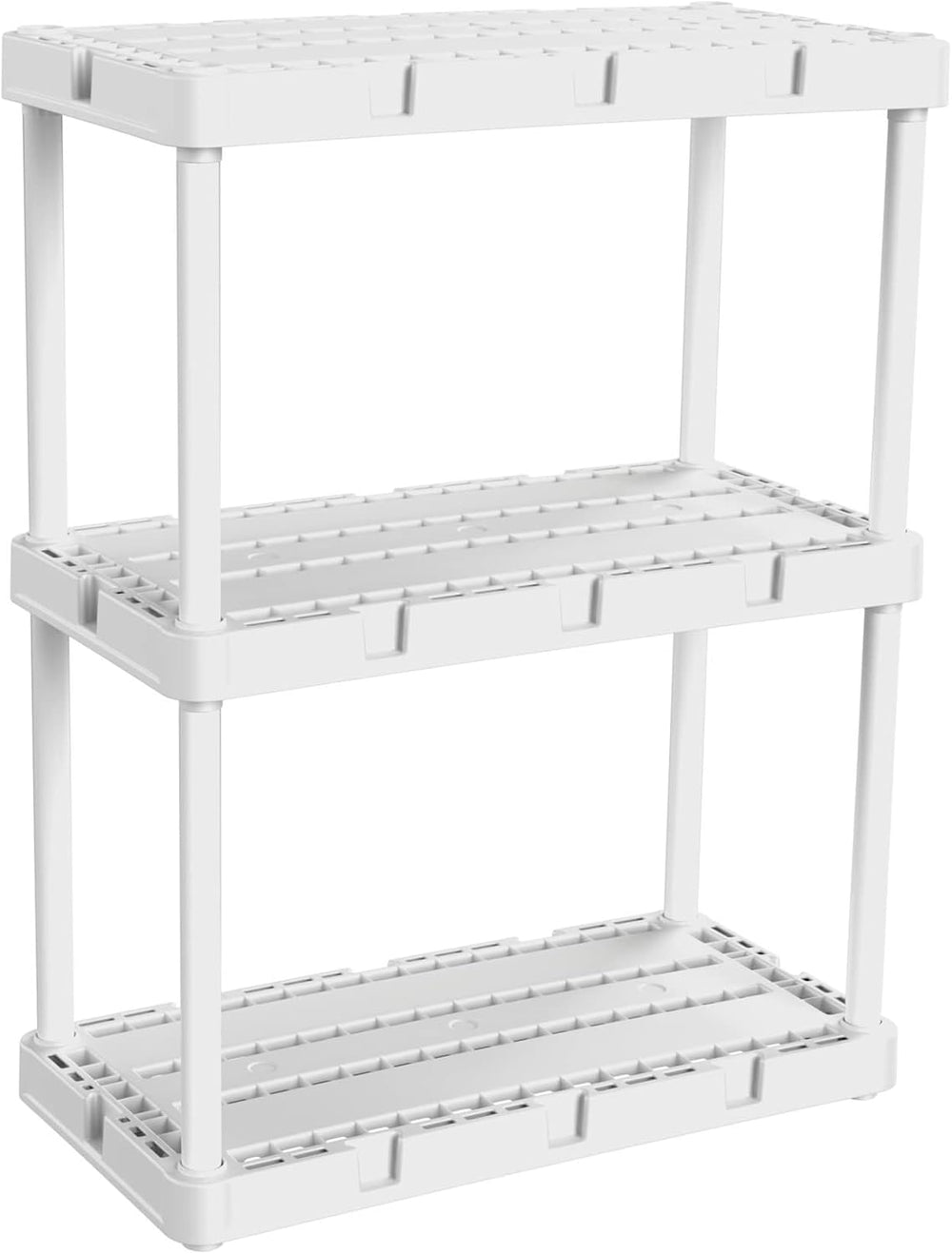 Gracious Living Knect-A-Shelf 3 Shelf Solid Light Duty Rack, White, 2 Pack