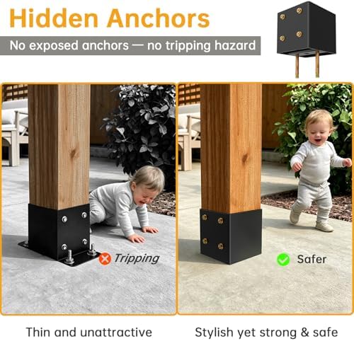 Thickened 6x6 Post Base for Concrete with Hidden Anchor （2PCS）